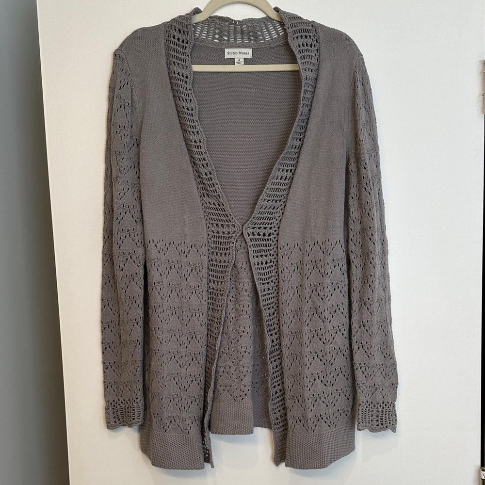 Studio Works Gray Knit Cardigan